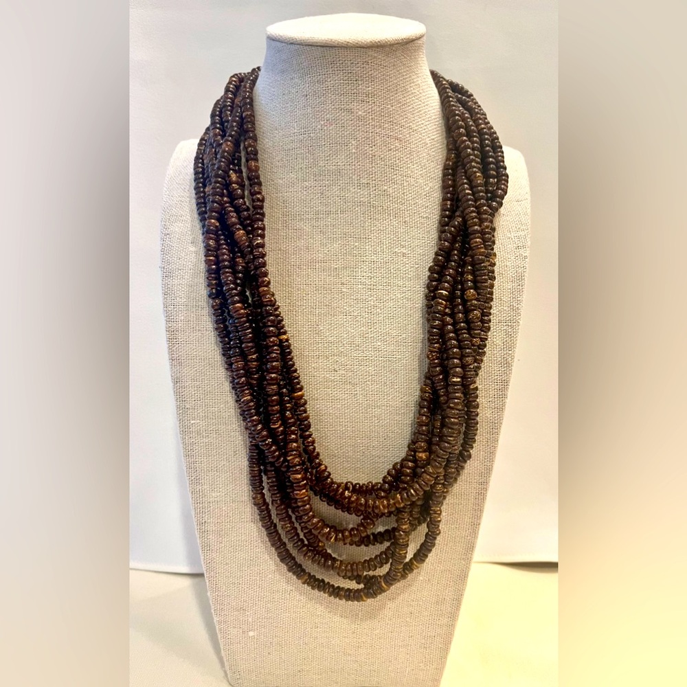Brown Wooden Beaded Necklace
